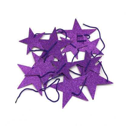 CVHOMEDECO. Twinkle Glittered Paper Star String Star Garland Unique Hanging Bunting Banner for Wedding Birthday Party Festival Home Background Decoration, 5.5 feet, Pack of 2 PCS (Purple)