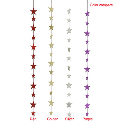 CVHOMEDECO. Twinkle Glittered Paper Star String Star Garland Unique Hanging Bunting Banner for Wedding Birthday Party Festival Home Background Decoration, 5.5 feet, Pack of 2 PCS (Silver)