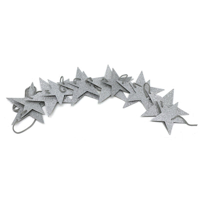 CVHOMEDECO. Twinkle Glittered Paper Star String Star Garland Unique Hanging Bunting Banner for Wedding Birthday Party Festival Home Background Decoration, 5.5 feet, Pack of 2 PCS (Silver)