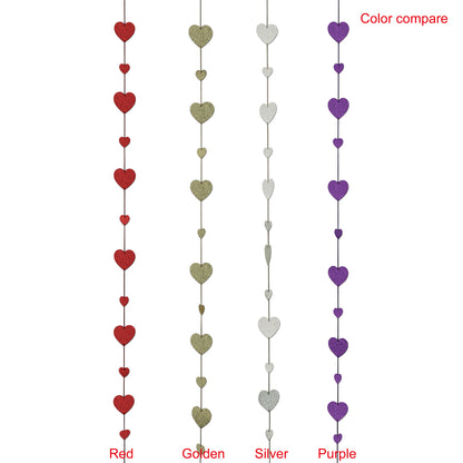 CVHOMEDECO. Twinkle Glittered Paper Heart Shape String Garland Unique Hanging Bunting Banner for Wedding Birthday Party Festival Home Background Decoration, 5.5 feet, Pack of 2 PCS (Purple)