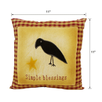 CVHOMEDECO. Primitives Simple Blessings Embroidered Throw Pillow Covers Cushion Case for Couch Sofa Bed. 11 x 11 Inch. Insert Not Included