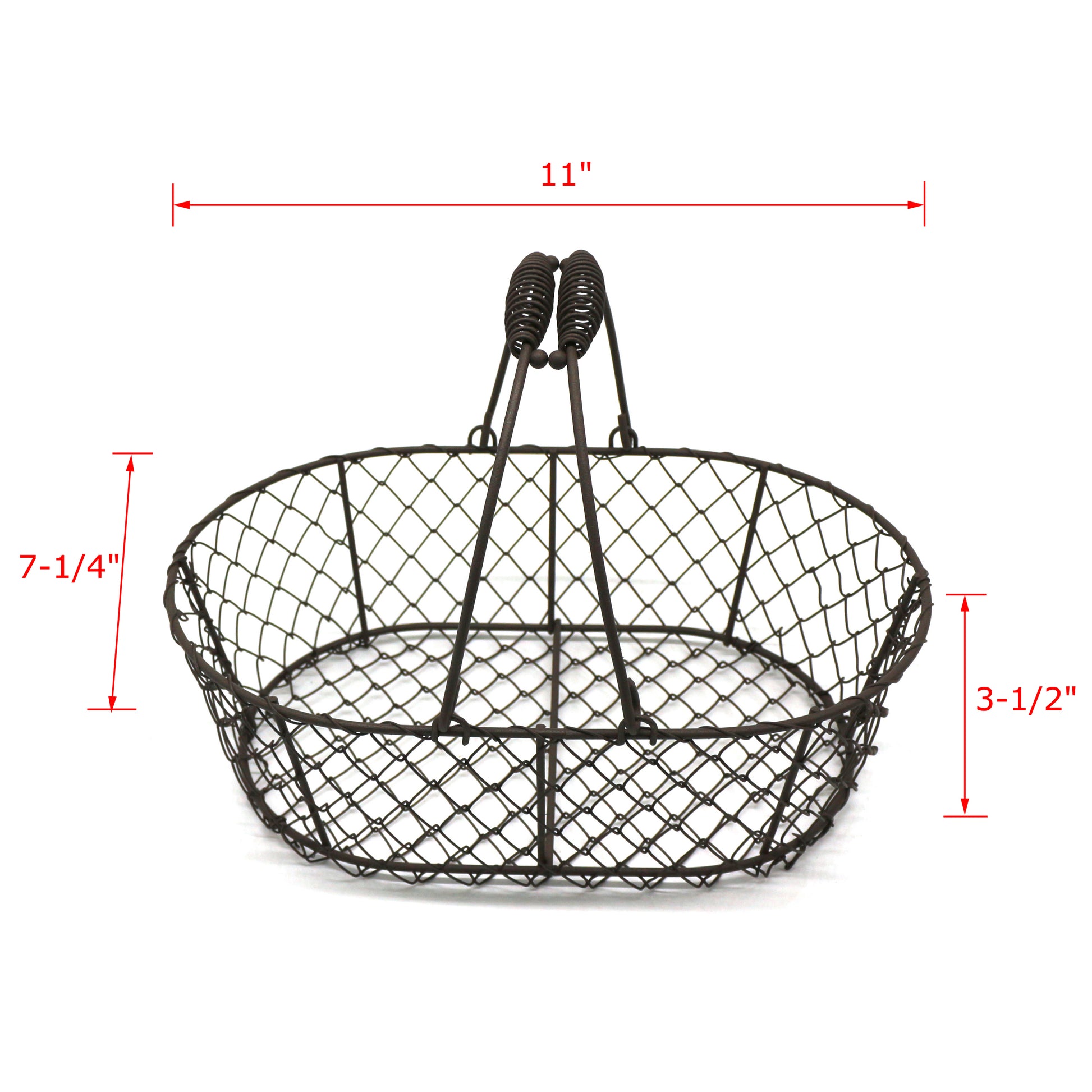 Metal Wire Egg Basket With Wooden Handle Vintage Country Style