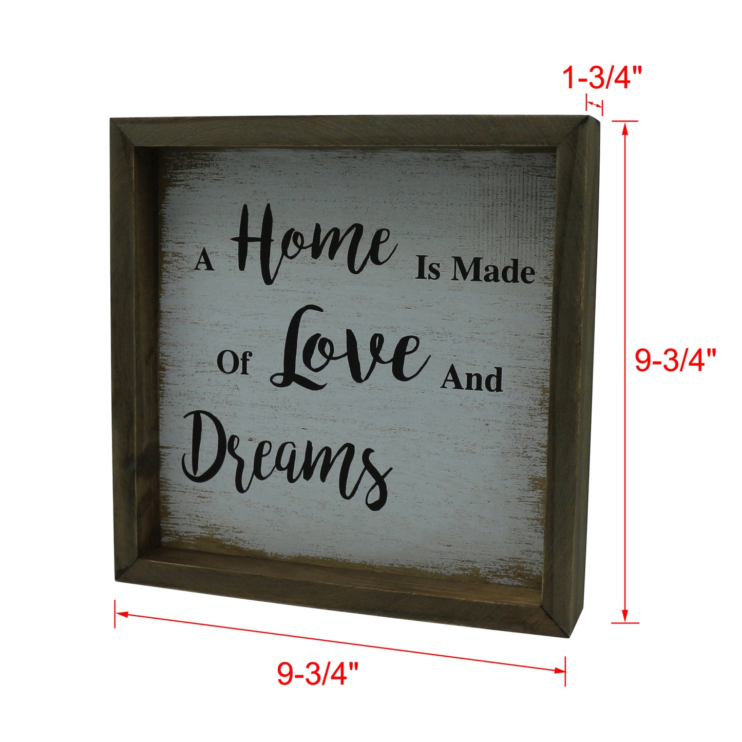 CVHOMEDECO. Vintage Distressed "A home is made of love and dreams" Shadow Box Frame Wall Mounted Hanging Decor Art, 9.75 x 9.75 Inch
