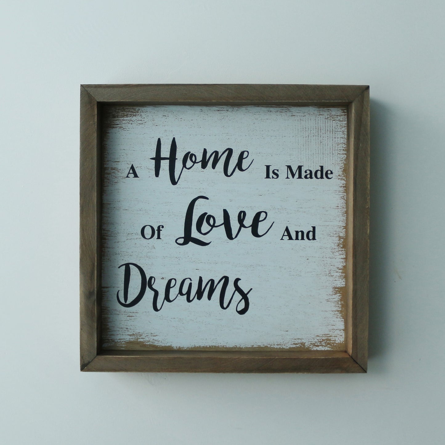 CVHOMEDECO. Vintage Distressed "A home is made of love and dreams" Shadow Box Frame Wall Mounted Hanging Decor Art, 9.75 x 9.75 Inch