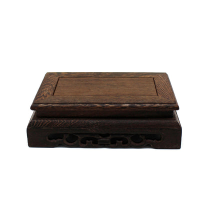 CVHOMEDECO. Primitives Rustic Rosewood Rectangle Display Stand Vase Pot Base Fishbowl Pedestal Stand. 5.75 Inch