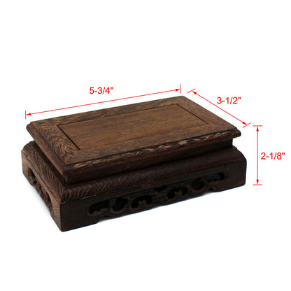 CVHOMEDECO. Primitives Rustic Rosewood Rectangle Display Stand Vase Pot Base Fishbowl Pedestal Stand. 5.75 Inch