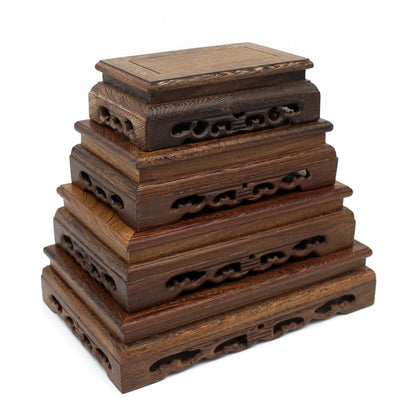 CVHOMEDECO. Primitives Rustic Rosewood Rectangle Display Stand Vase Pot Base Fishbowl Pedestal Stand. 5.75 Inch
