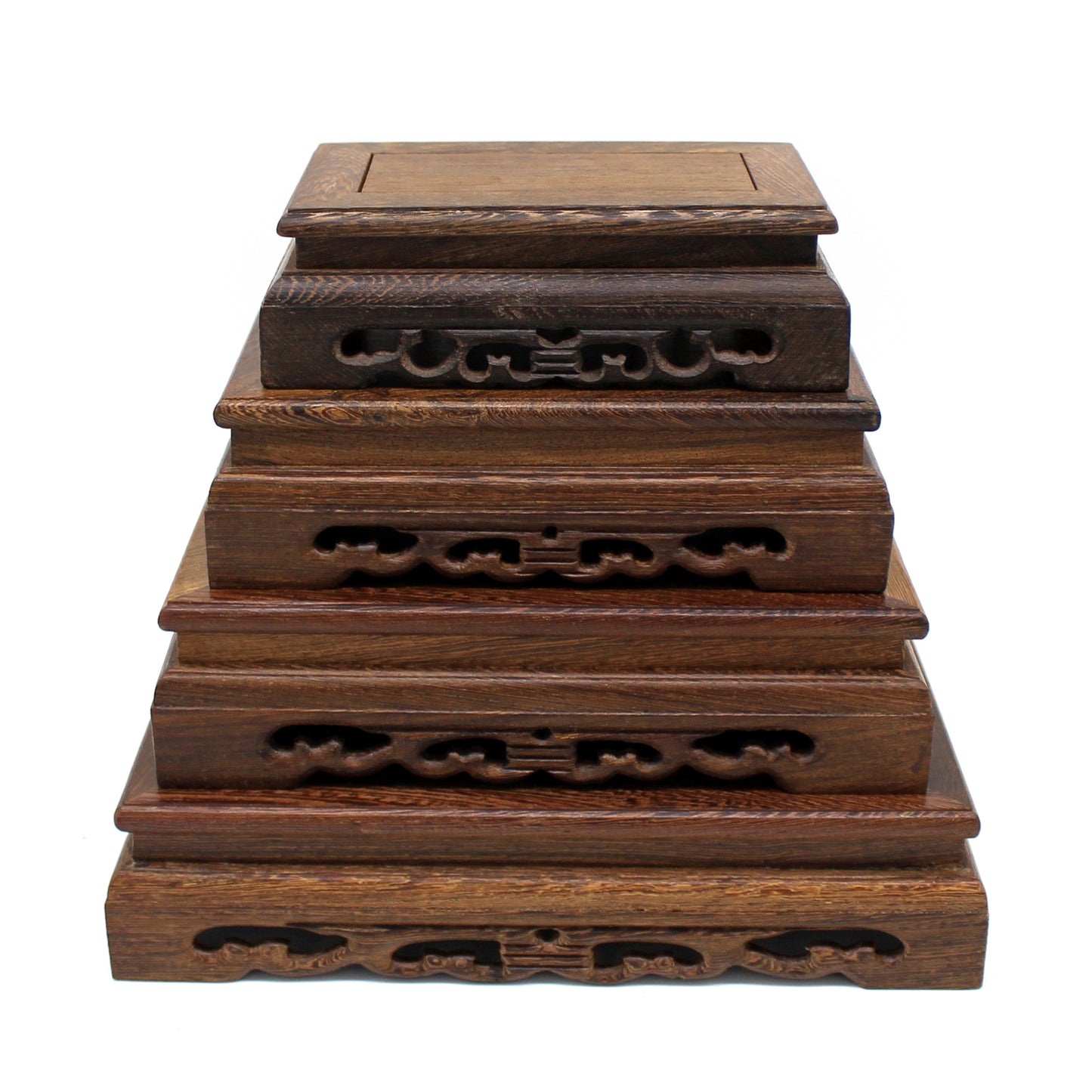 CVHOMEDECO. Primitives Rustic Rosewood Rectangle Display Stand Vase Pot Base Fishbowl Pedestal Stand. 5.75 Inch