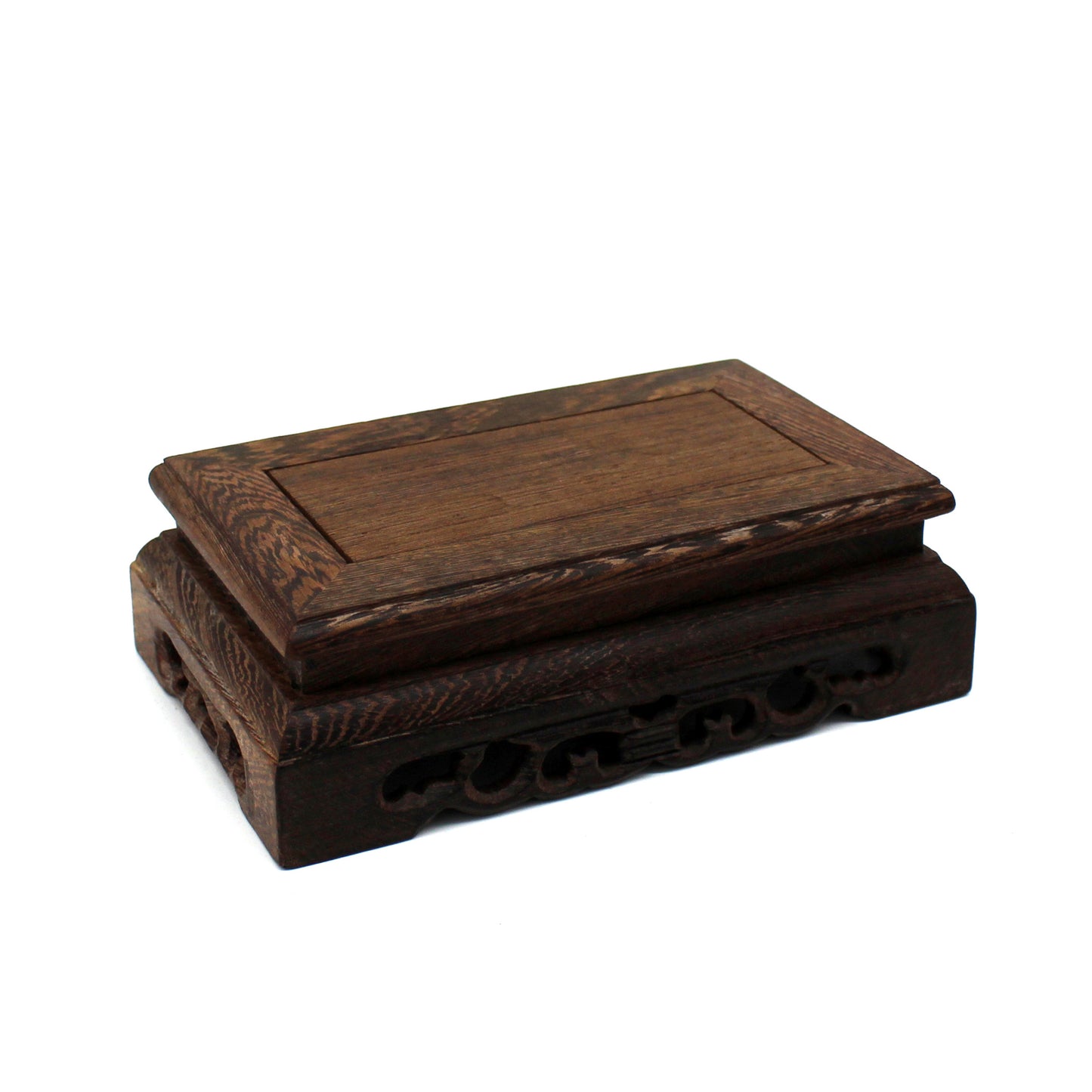 CVHOMEDECO. Primitives Rustic Rosewood Rectangle Display Stand Vase Pot Base Fishbowl Pedestal Stand. 5.75 Inch