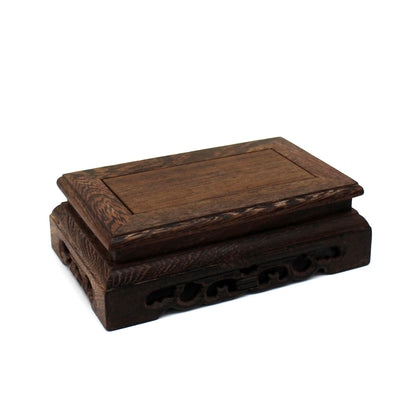 CVHOMEDECO. Primitives Rustic Rosewood Rectangle Display Stand Vase Pot Base Fishbowl Pedestal Stand. 5.75 Inch
