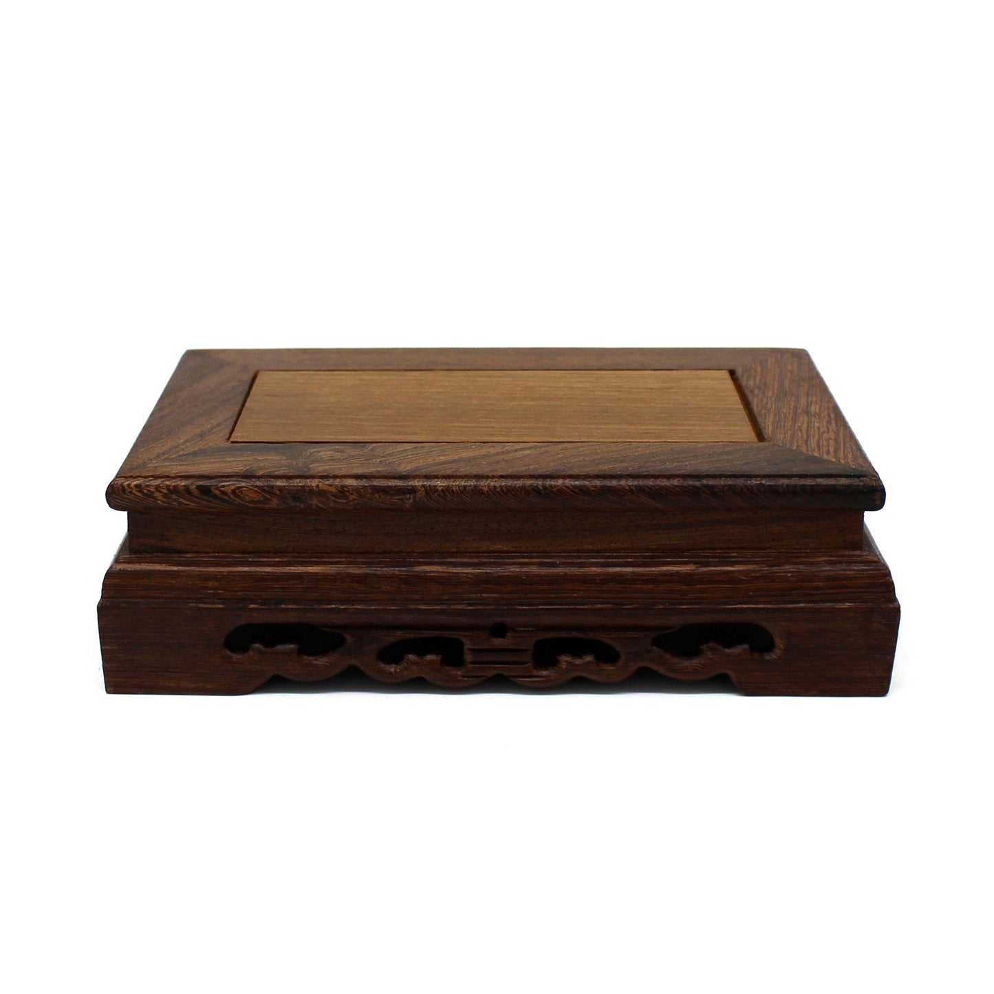 CVHOMEDECO. Primitives Rustic Rosewood Rectangle Display Stand Vase Pot Base Fishbowl Pedestal Stand. 6.5 Inch