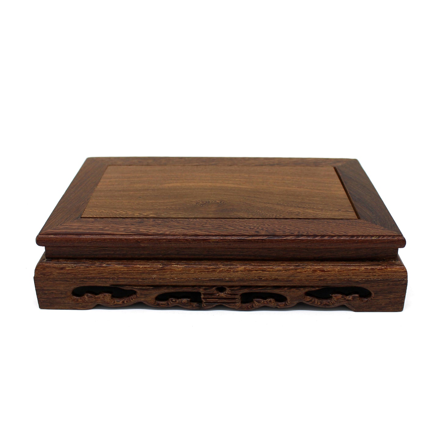 CVHOMEDECO. Primitives Rustic Rosewood Rectangle Display Stand Vase Pot Base Fishbowl Pedestal Stand. 9.5 Inch