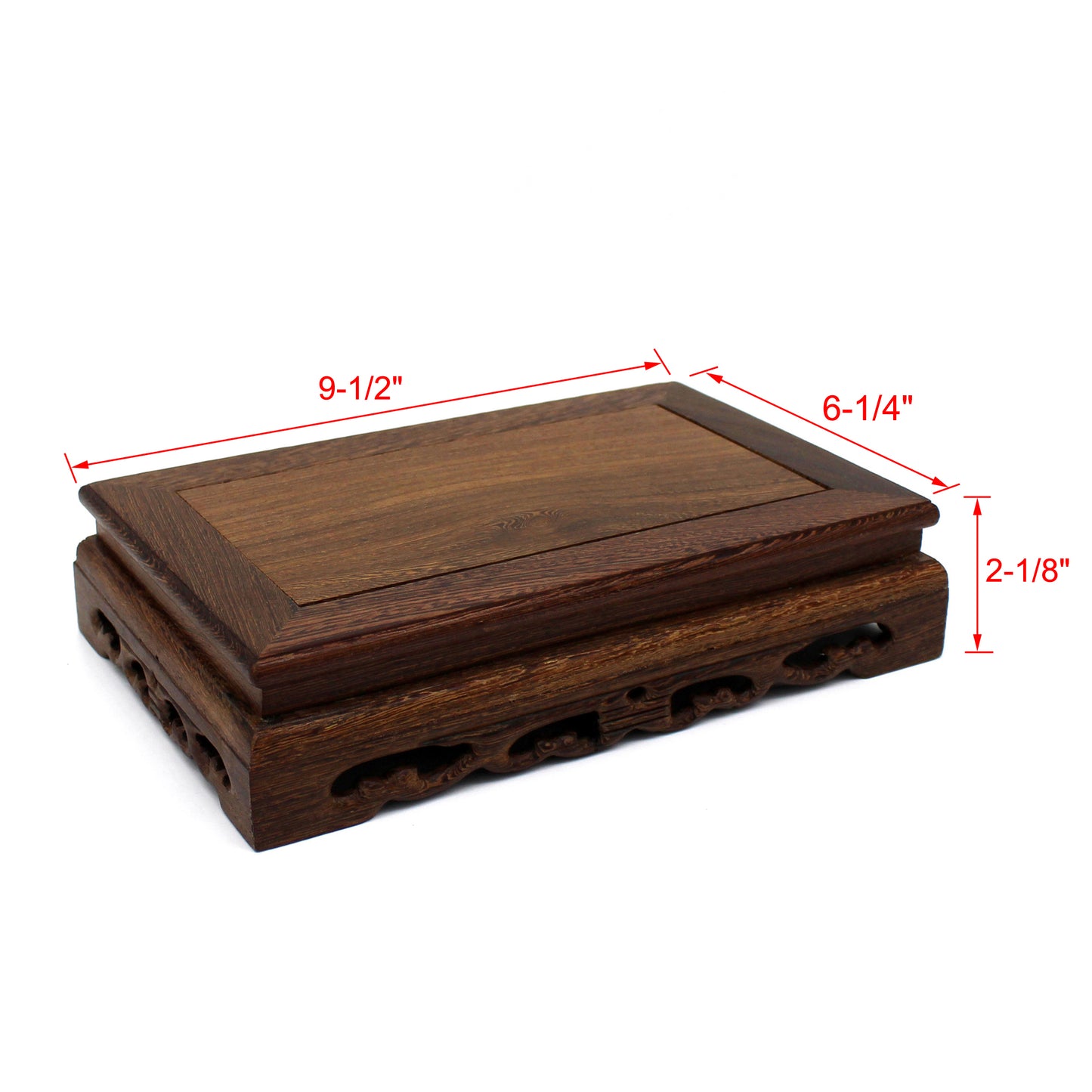 CVHOMEDECO. Primitives Rustic Rosewood Rectangle Display Stand Vase Pot Base Fishbowl Pedestal Stand. 9.5 Inch