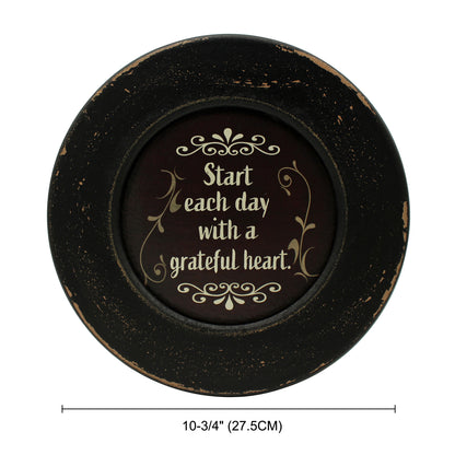 CVHOMEDECO. Primitives Start with Grateful Wood Decorative Plate Display Wooden Plate Home Décor Art, 10.75 Inch