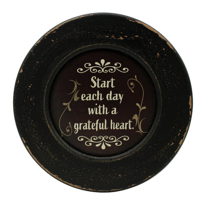 CVHOMEDECO. Primitives Start with Grateful Wood Decorative Plate Display Wooden Plate Home Décor Art, 10.75 Inch