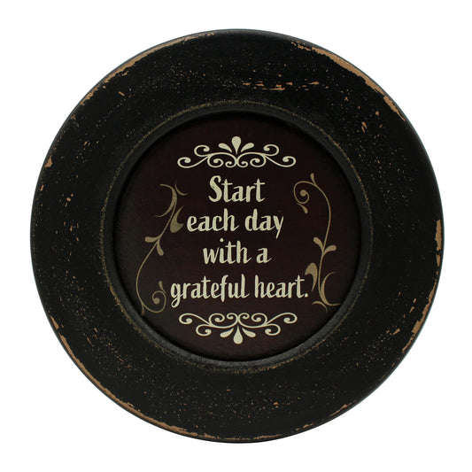 CVHOMEDECO. Primitives Start with Grateful Wood Decorative Plate Display Wooden Plate Home Décor Art, 10.75 Inch